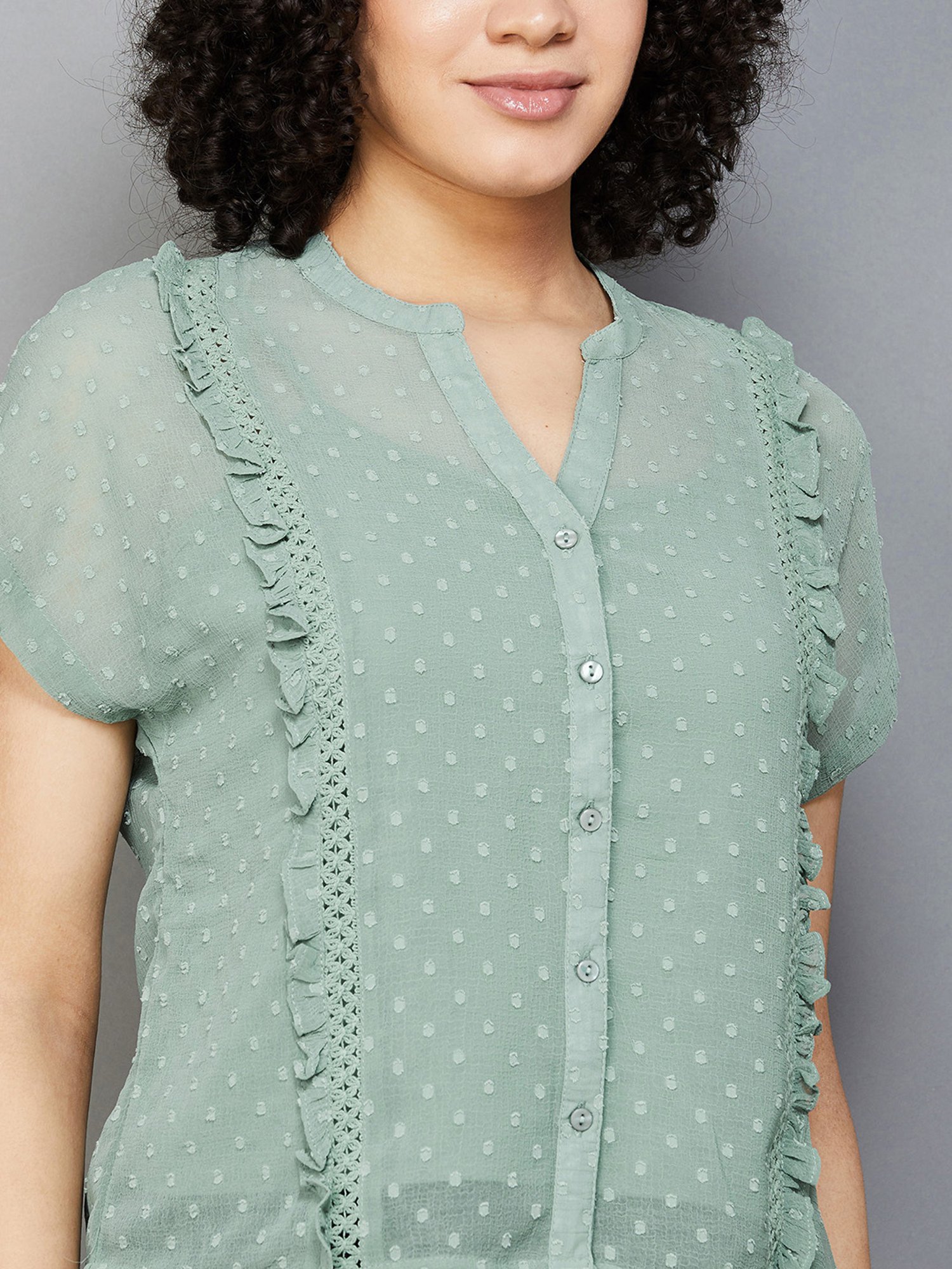 Fame Forever by Lifestyle Sage Green Self Design Top