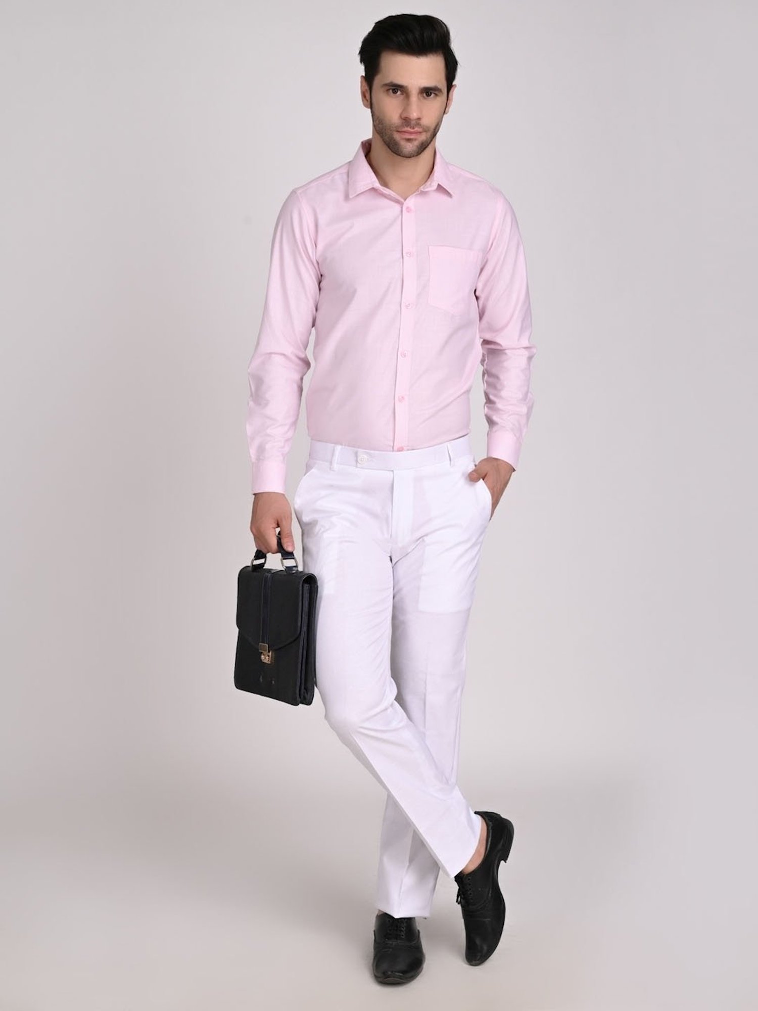 TAHVO White Linen Regular Fit Trousers