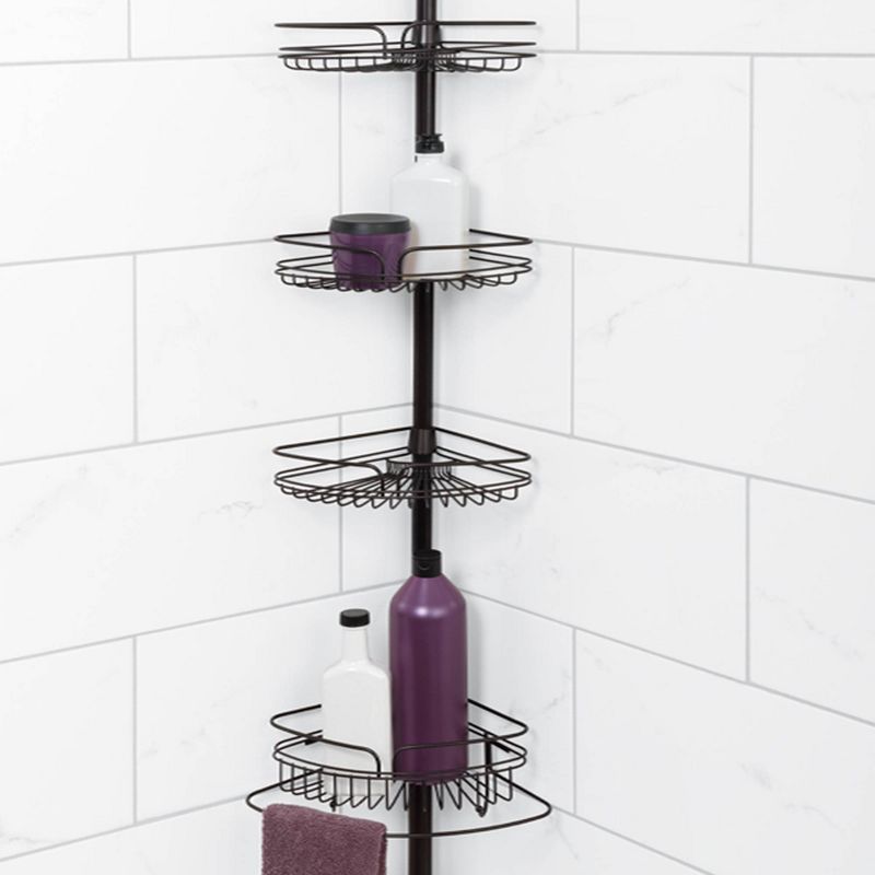 4Tier Rust Resistant Bathtub & Shower Pole Caddy Heritage Bronze - Zenna Home