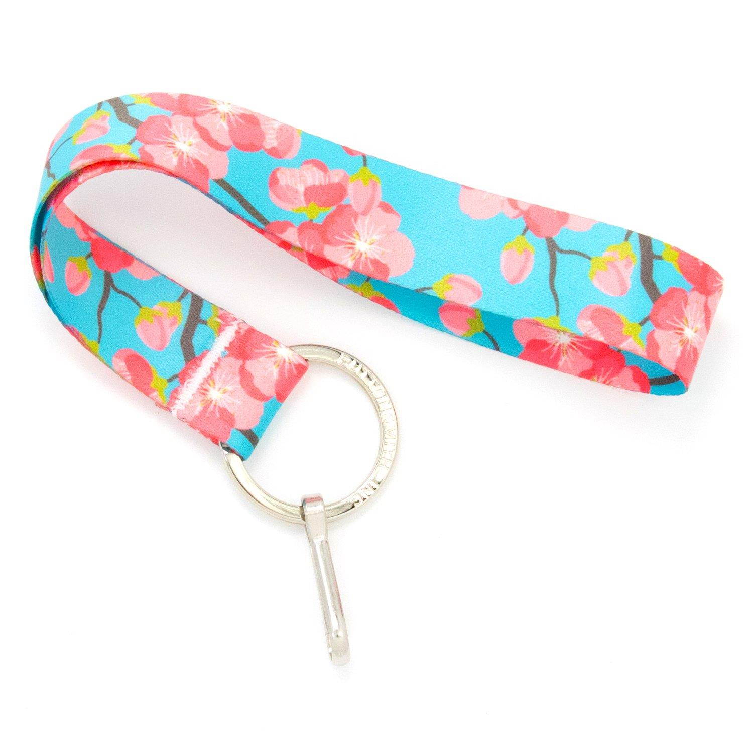 Buttonsmith Cheery Cherry Blossoms Premium Wristlet - Made in USA