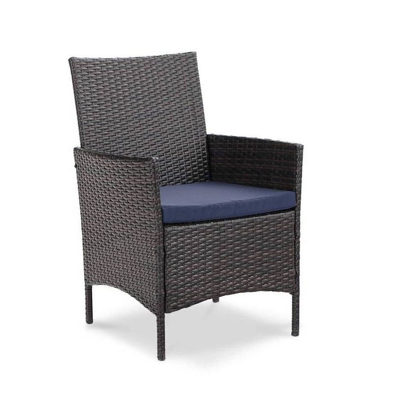 7pc Wicker Chairs & Wood Top Table with 1.56" Umbrella Hole - Captiva Designs