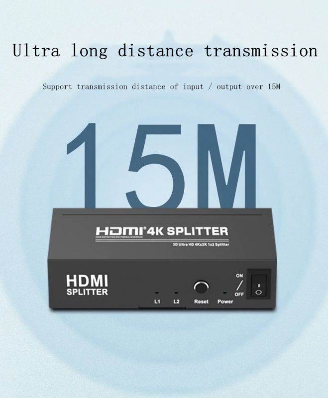 4K 1x2 HDMI Splitter Full HD 1080p HDMI Video Converter 1X2 Screen Split 1 In 2 Out Dual Display HDCP 3D for PS4 DVD PC To TV