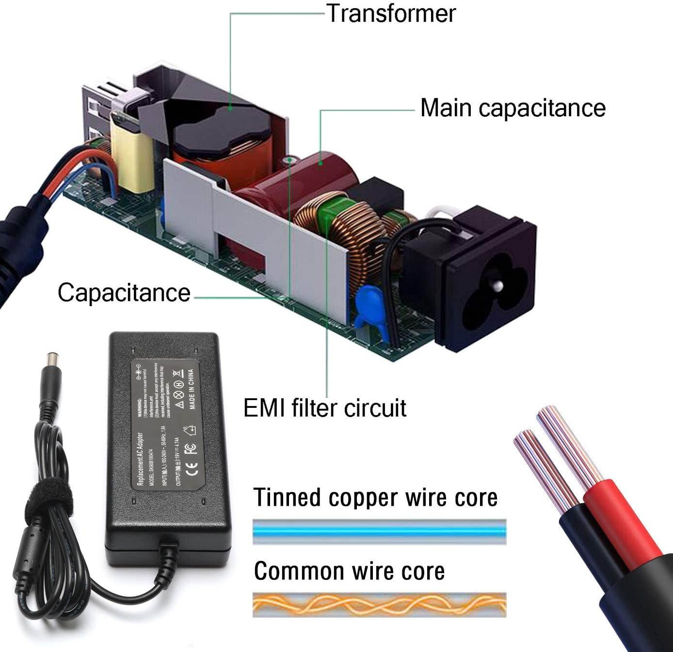 90W Laptop Adapter Charger for HP Pavilion Dv4 Dv6 Dv7 G50 G60 G60T G61 G62 G72 2000 Presario 2210B 2510P CQ40 CQ45 Cq50 Cq57 Cq58 Cq60 Cq61 Cq62 Power Supply Cord
