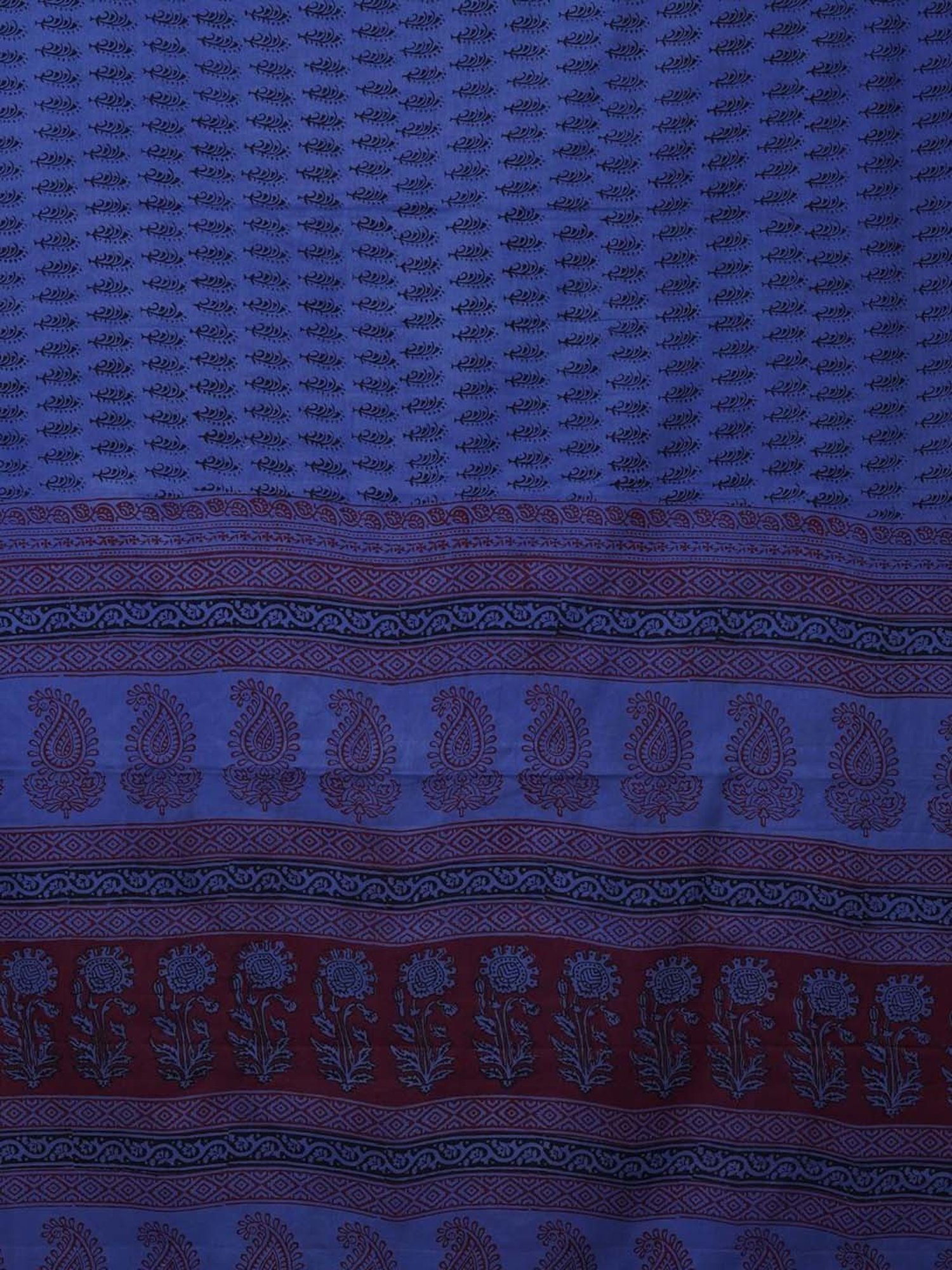 Unnati Silks Blue & Black Cotton Printed Saree With Unstitched Blouse