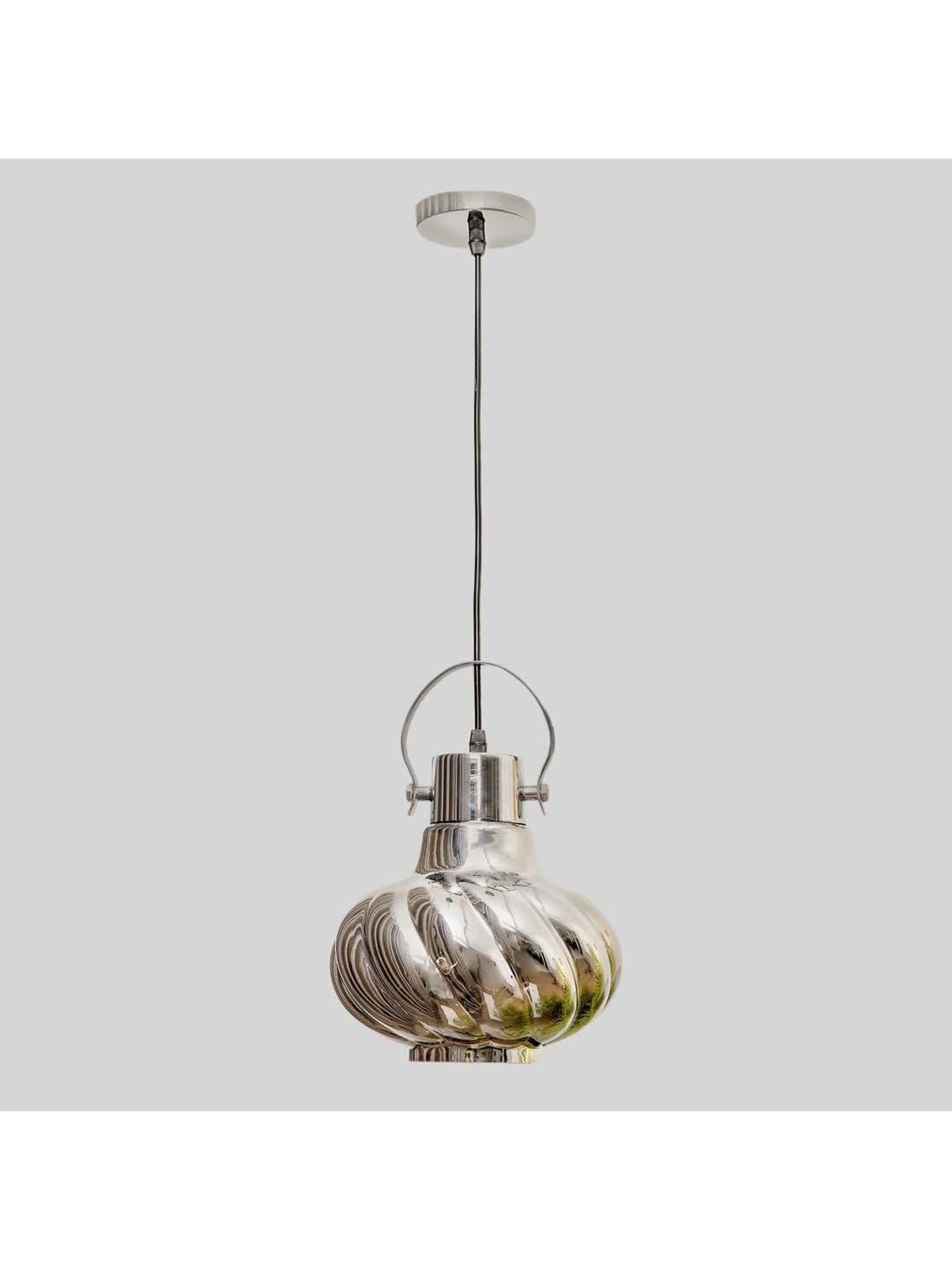 Kapoor E Illuminations Agatha Smoke & Nickel Glass Single Light Hanging Lamp