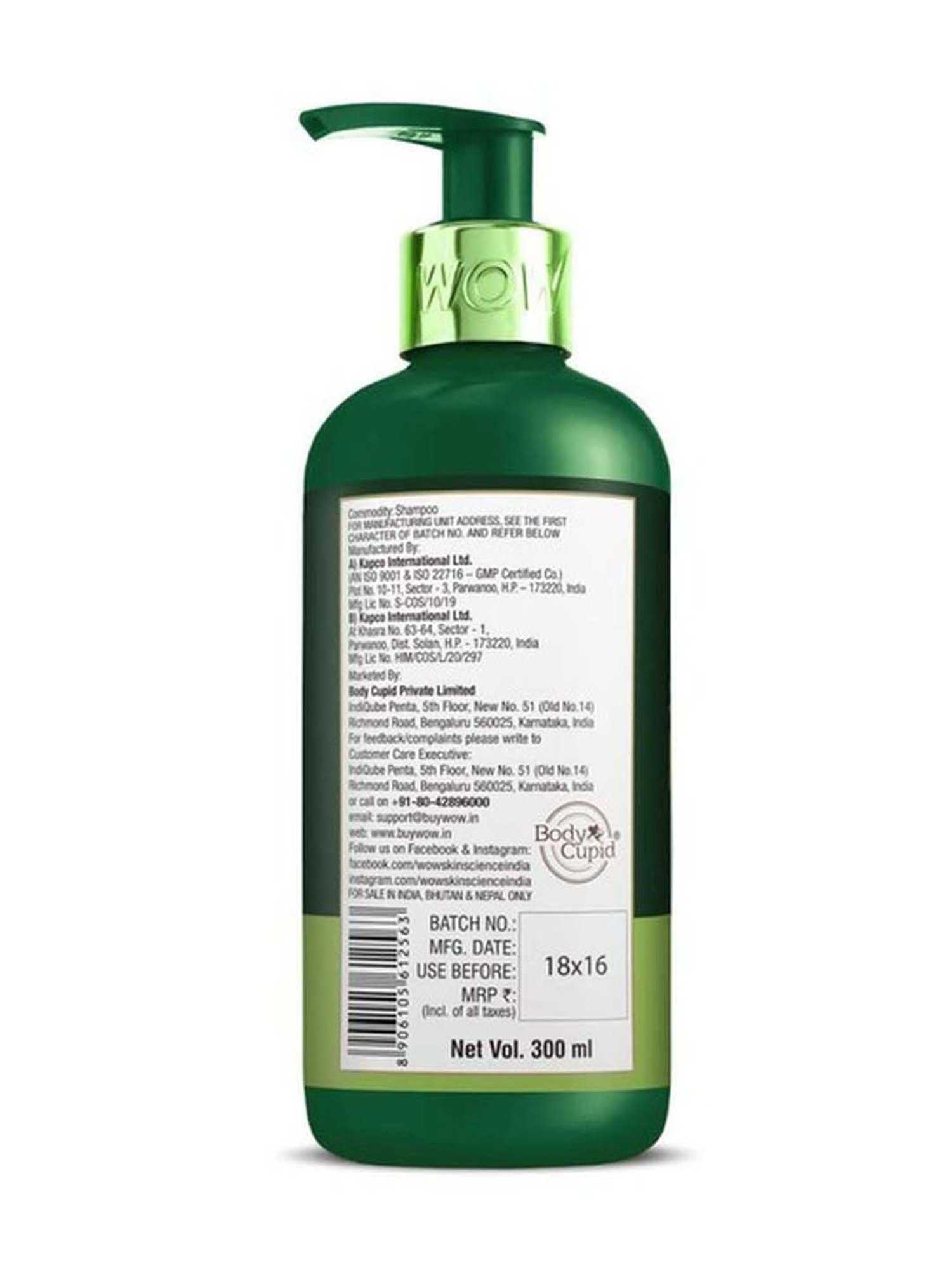 Wow Skin Science Green Tea & Tea Tree Anti-dandruff Shampoo - 300 ml