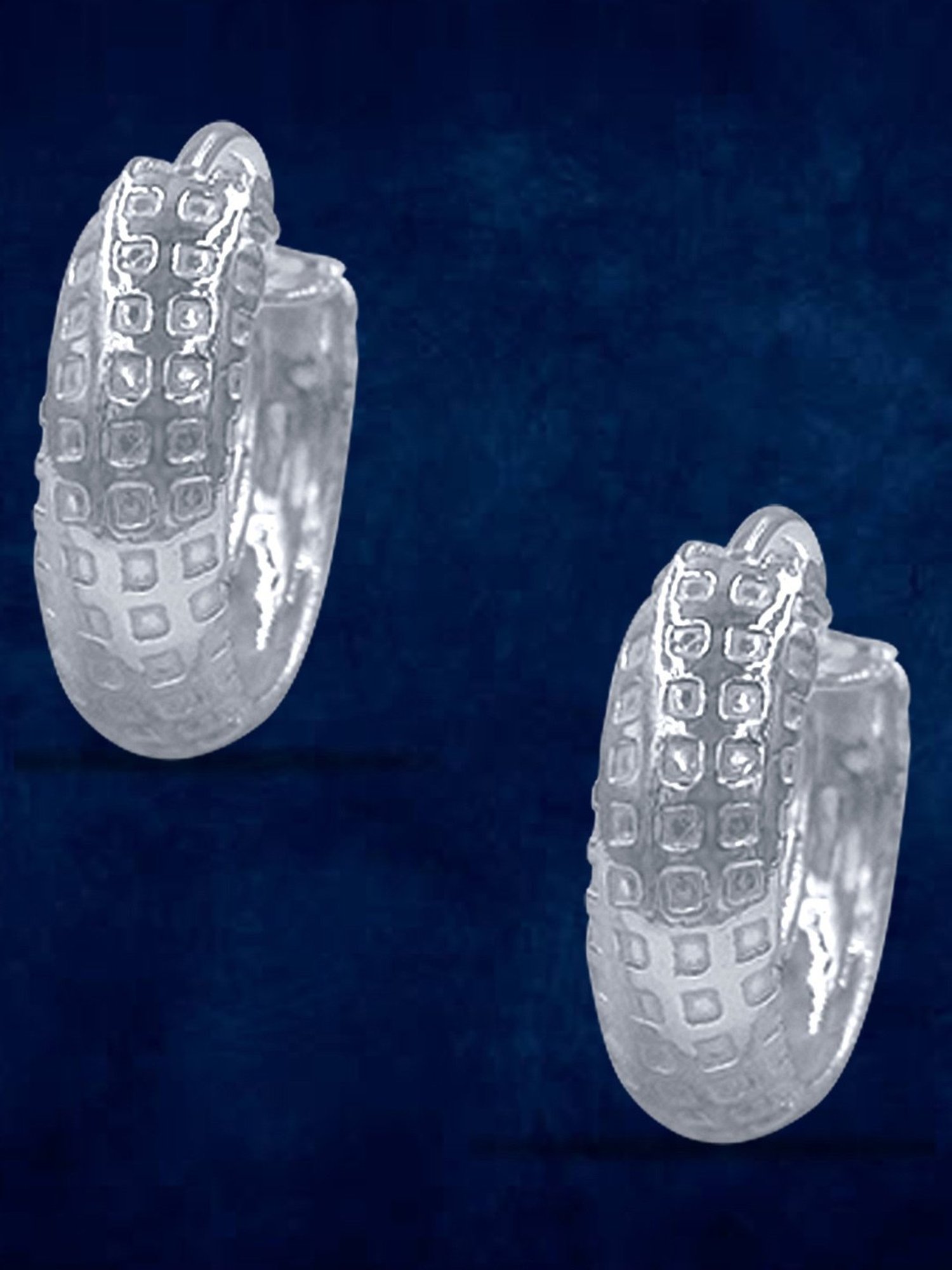 Taraash 92.5 Sterling Silver Texture Design Hoop Earrings for Women