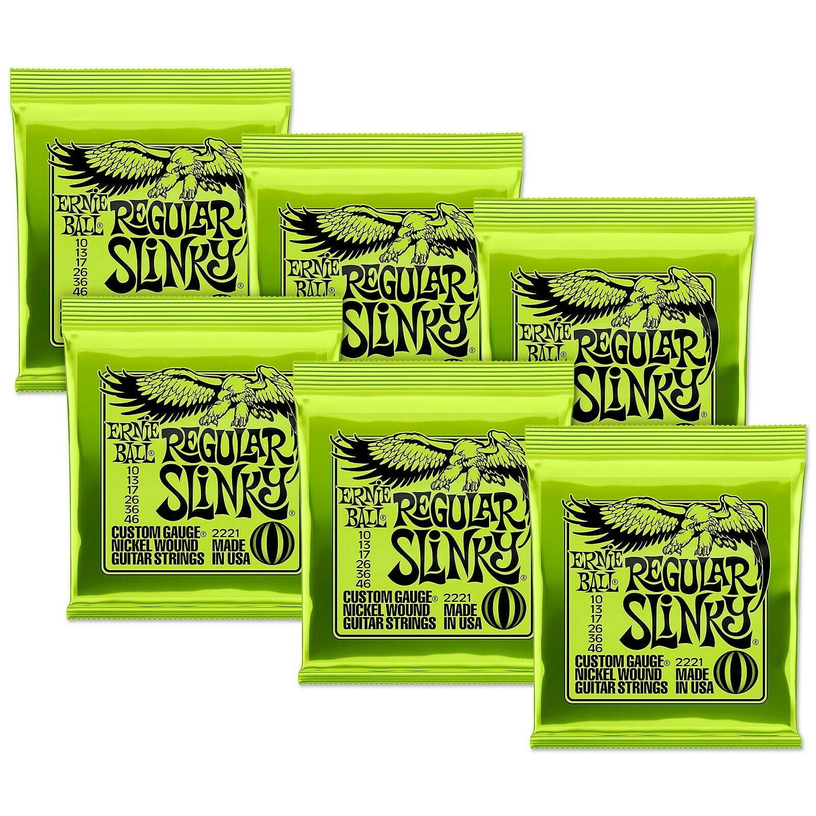 Ernie Ball Regular Slinky Nickel Wound Electric Guitar Strings - 10-46 Gauge 6pk