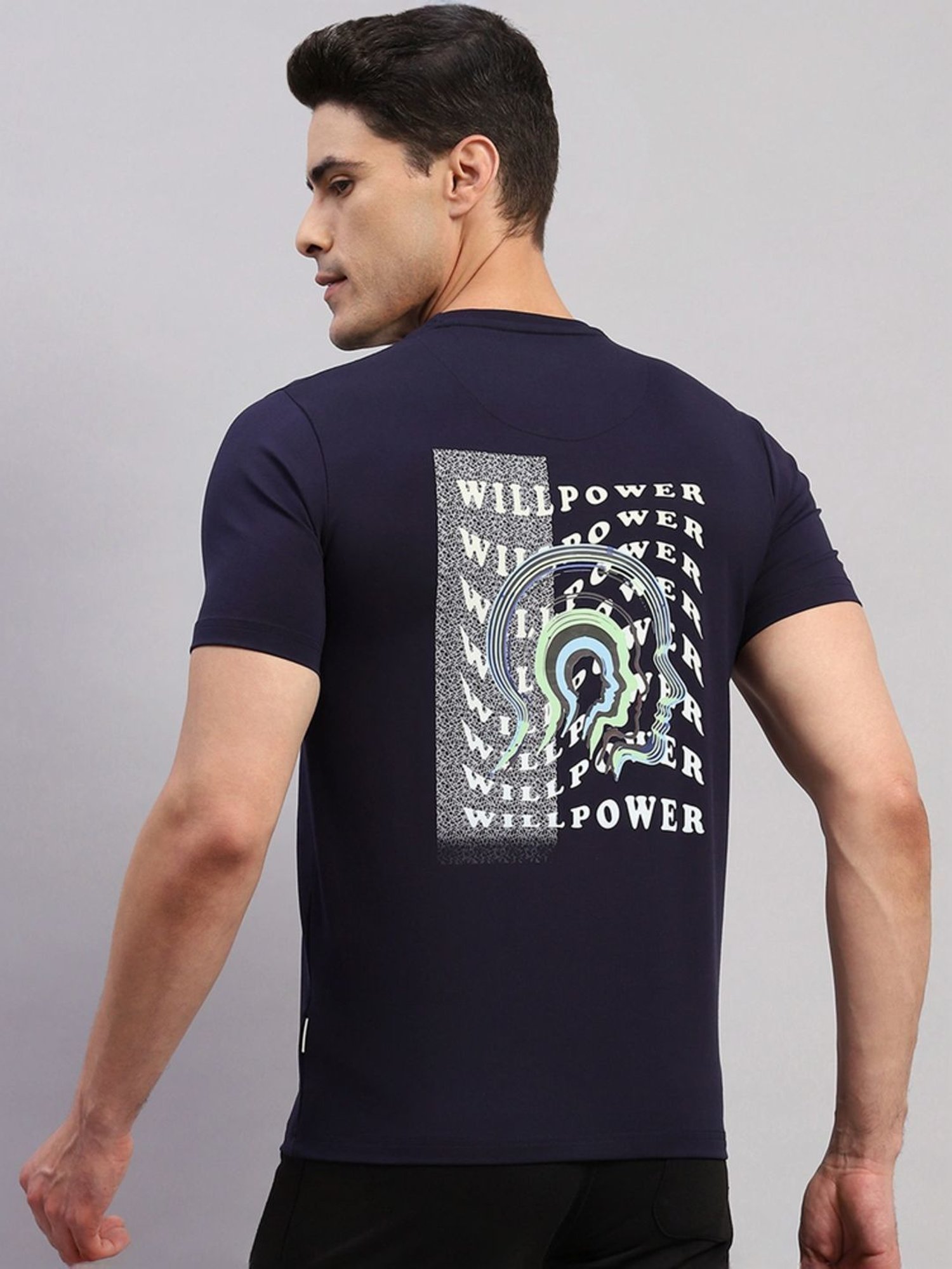 Rock.It Navy Slim Fit Printed T-Shirt