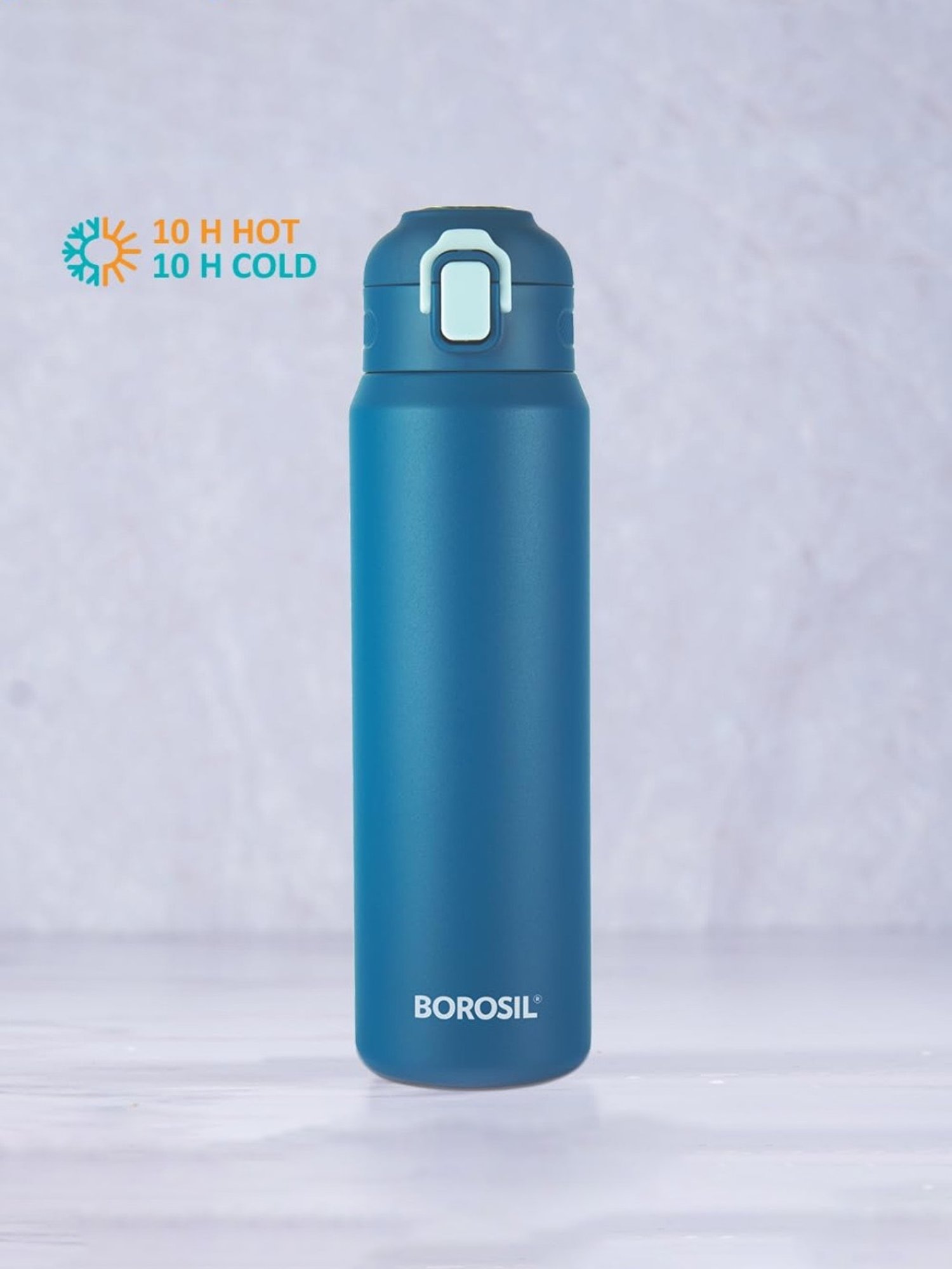 Borosil Blue Stainless Steel Double Wall Vaccum Insulated Water Bottles (800ml)