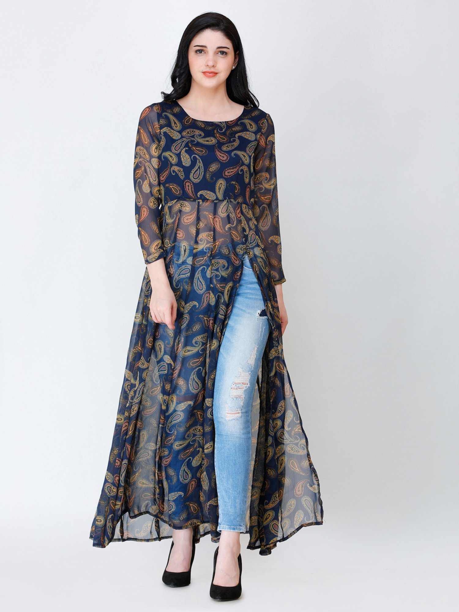 Scorpius Navy Printed Long Top