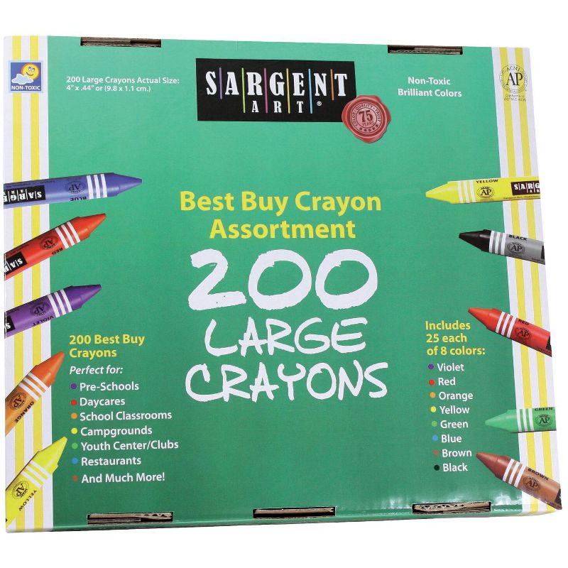 Sargent Art Crayon Set, Large, Assorted Colors, set of 200