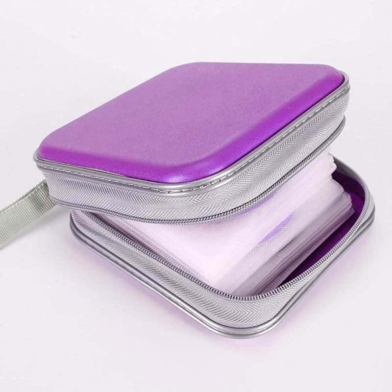 CD Case, 40 Capacity CD DVD Heavy Duty Wallet Storage Organizer Holder VCD Binder Bag Album Booklet (A-Purple)
