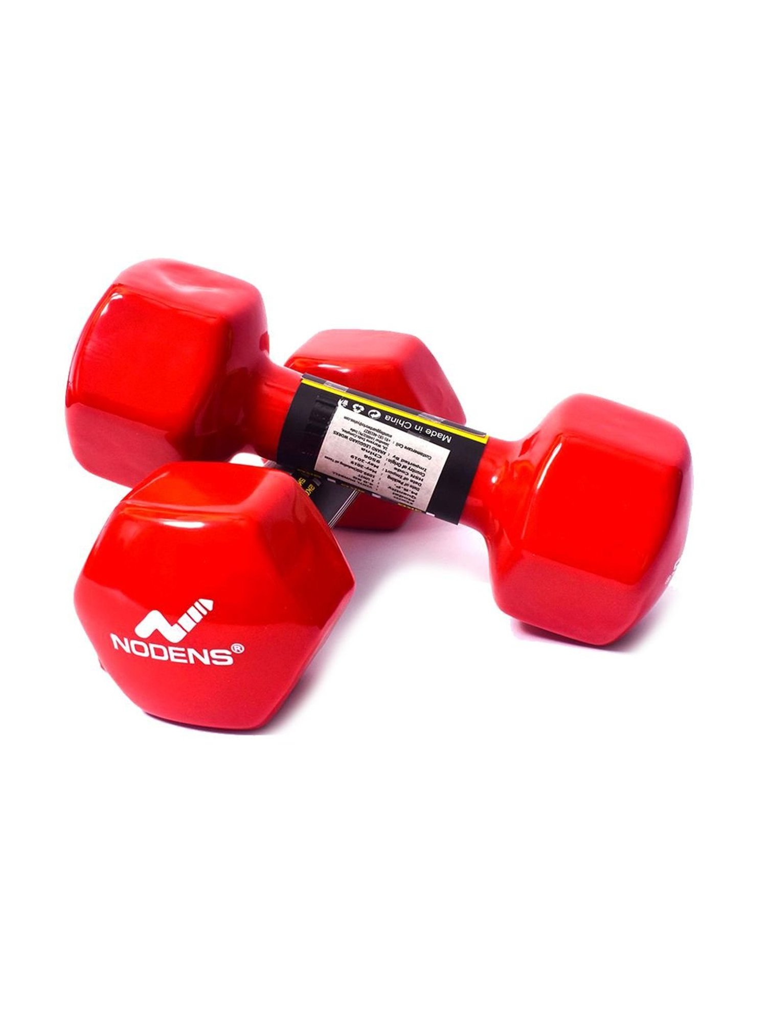 NODENS Red & Black PVC Vinyl Dumbbells (4 kg)