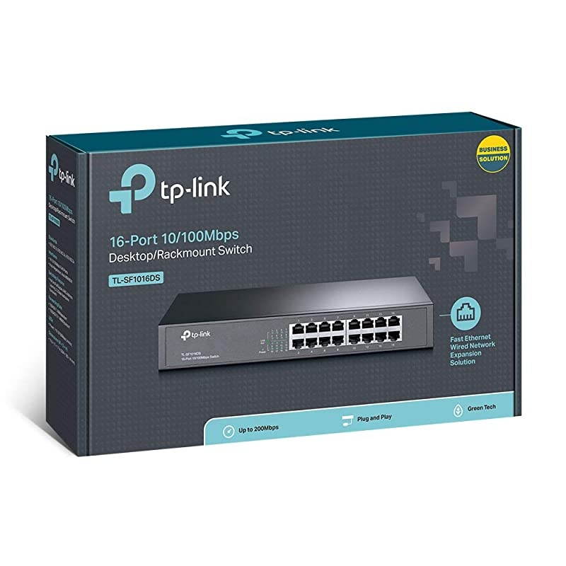 16 Port 10100Mbps Fast Ethernet Switch | Plug Play | DesktopRackmount | Sturdy Metal w Shielded Ports | Fanless | Limited Lifetime Protection | Unmanaged TLSF1016DS