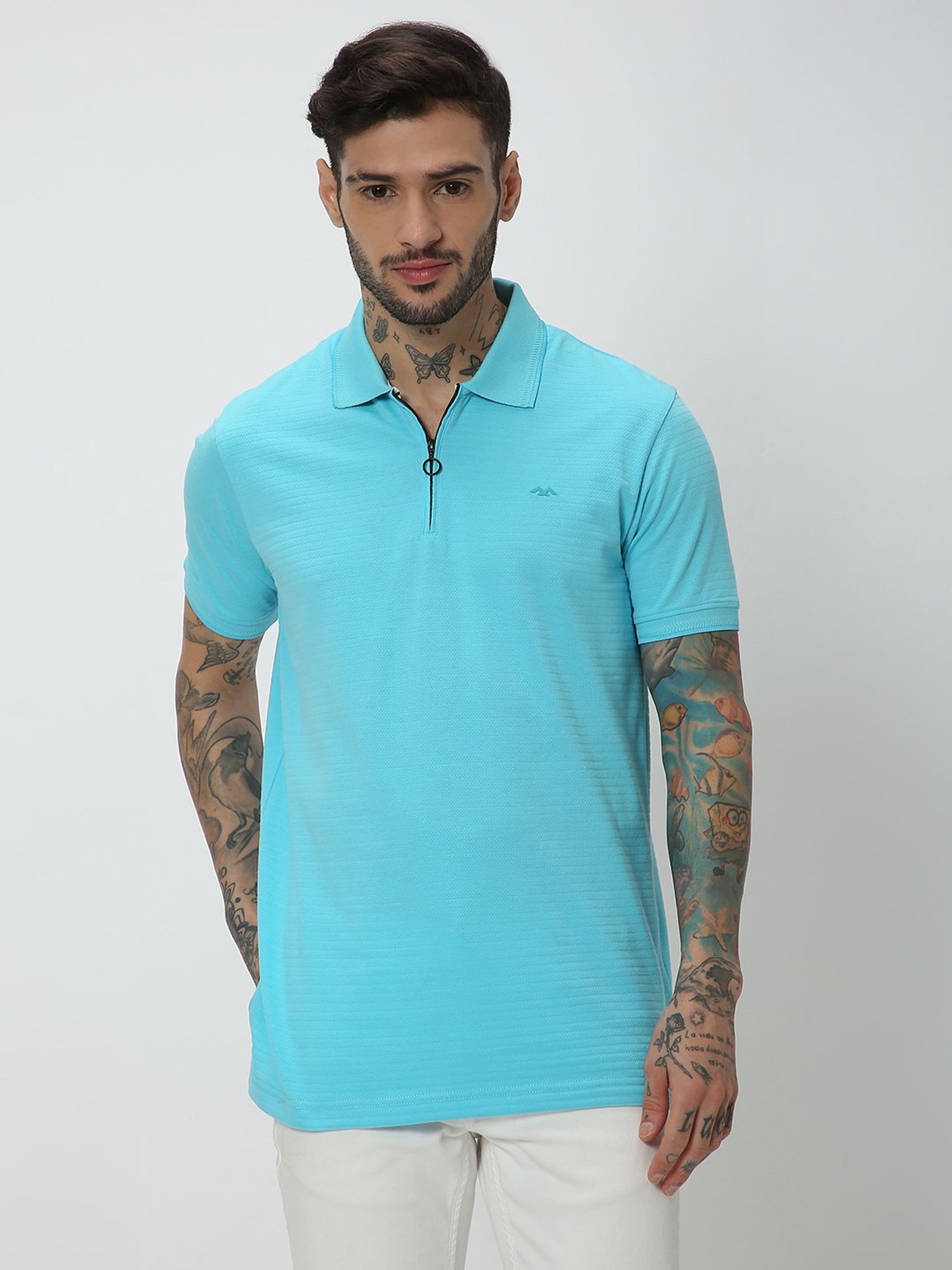 Mufti Aqua Slim Fit Textured Polo T-Shirt