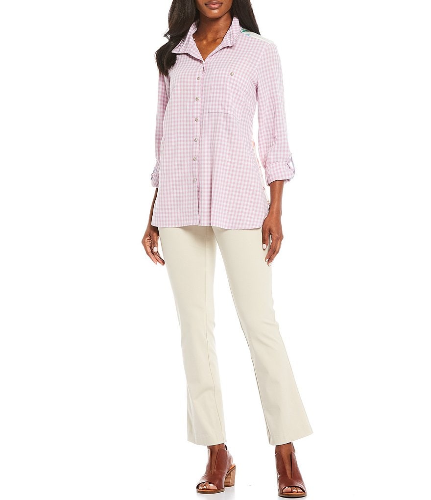 Eva Varro Animal Print Knit Jersey 3/4 Slit Sleeve Tunic