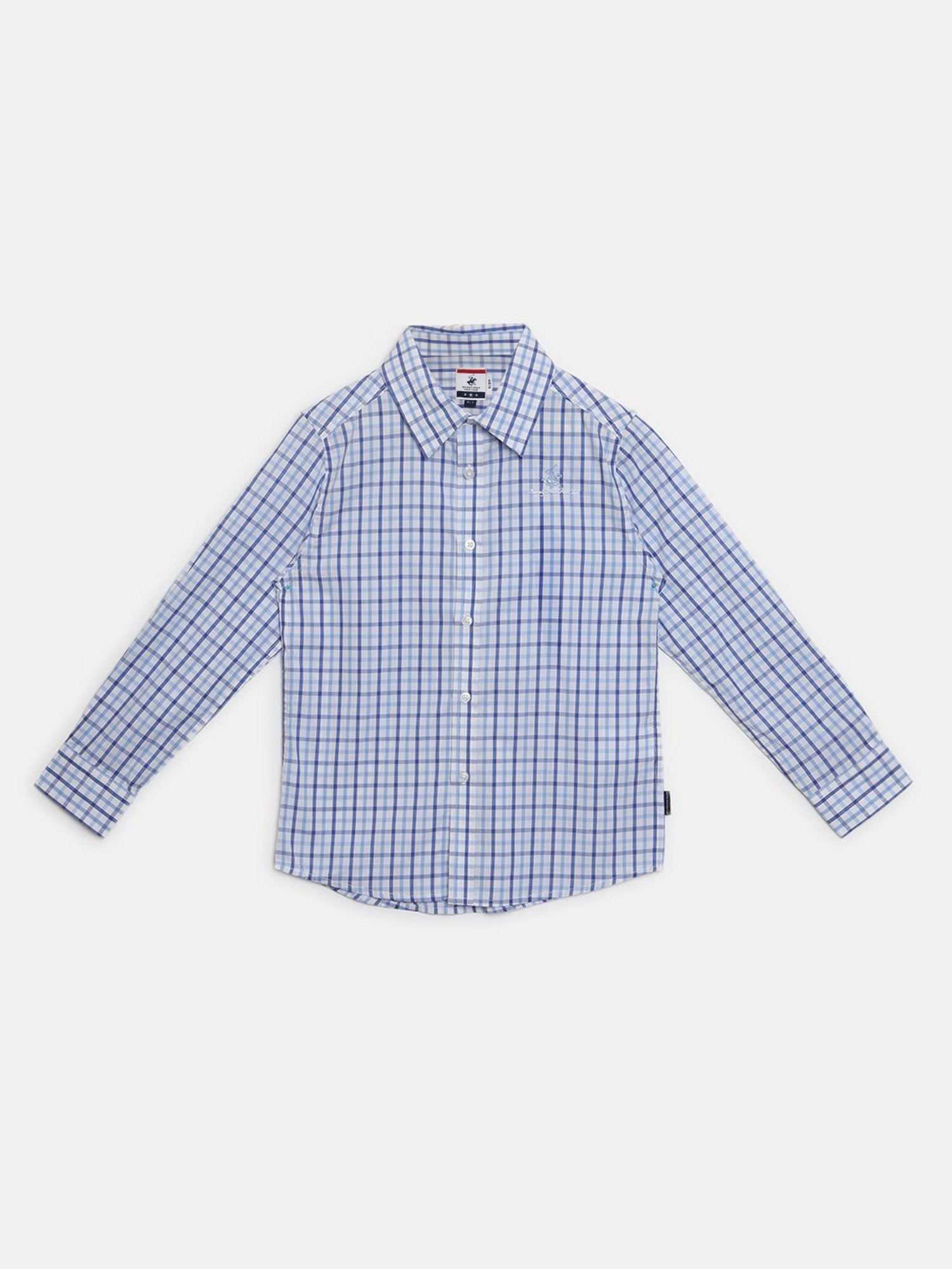 Beverly Hills Polo Club Kids White & Blue Checks Full Sleeves Shirt