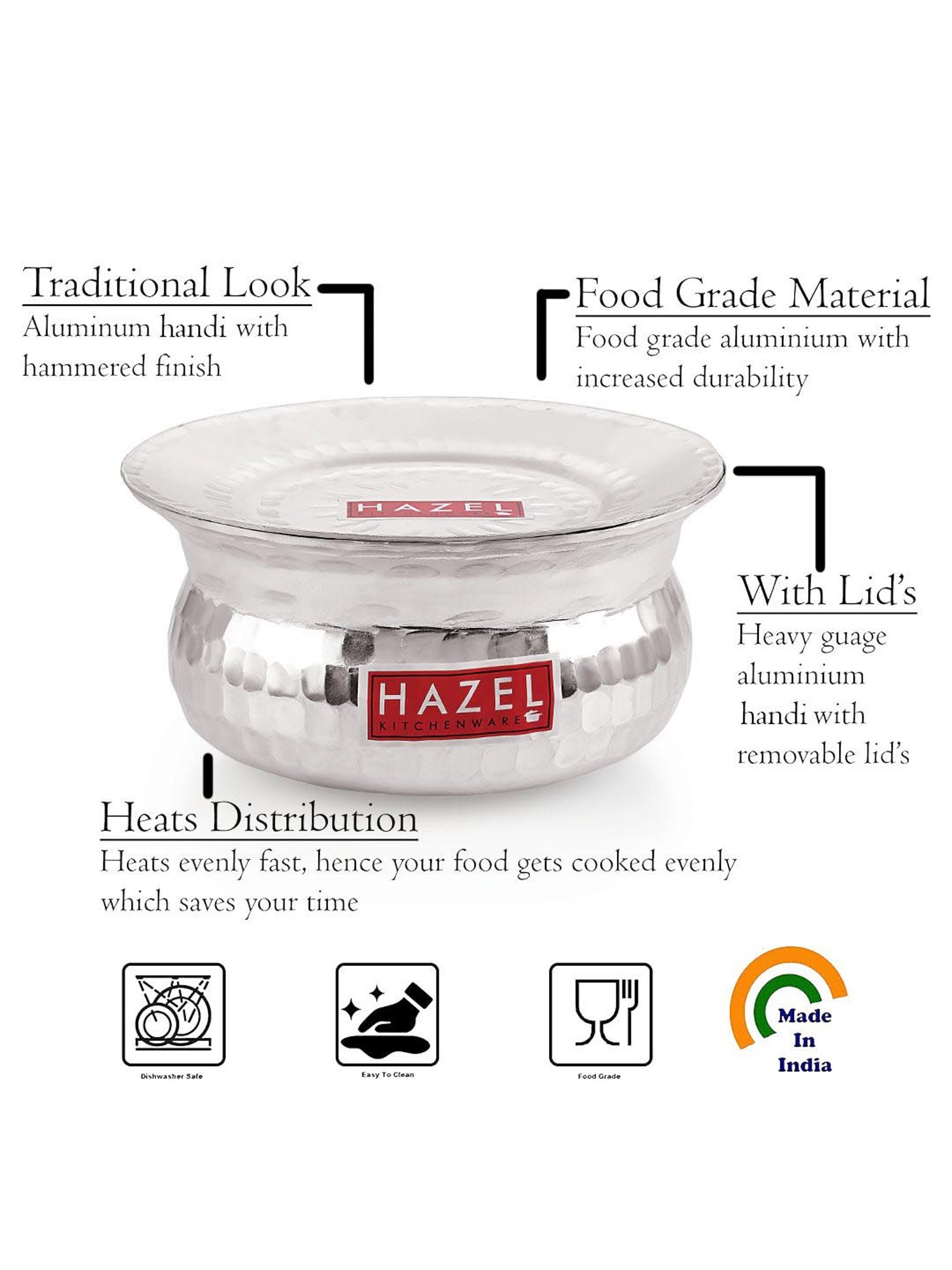 Wonderchef Ebony Hard Anodized Non-stick Biryani Handi with Lid