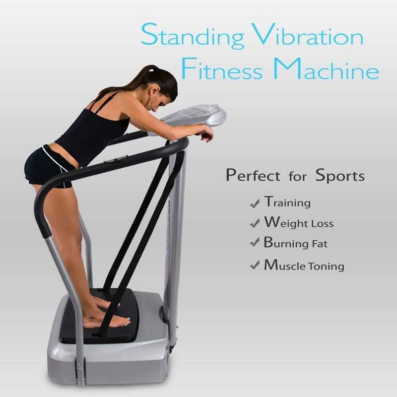 Hurtle HURVBTR85.5 Standing Vibration Platform Full Body Exercise Machine Home Fitness Workout Trainer for All Age Groups and Body Types, White