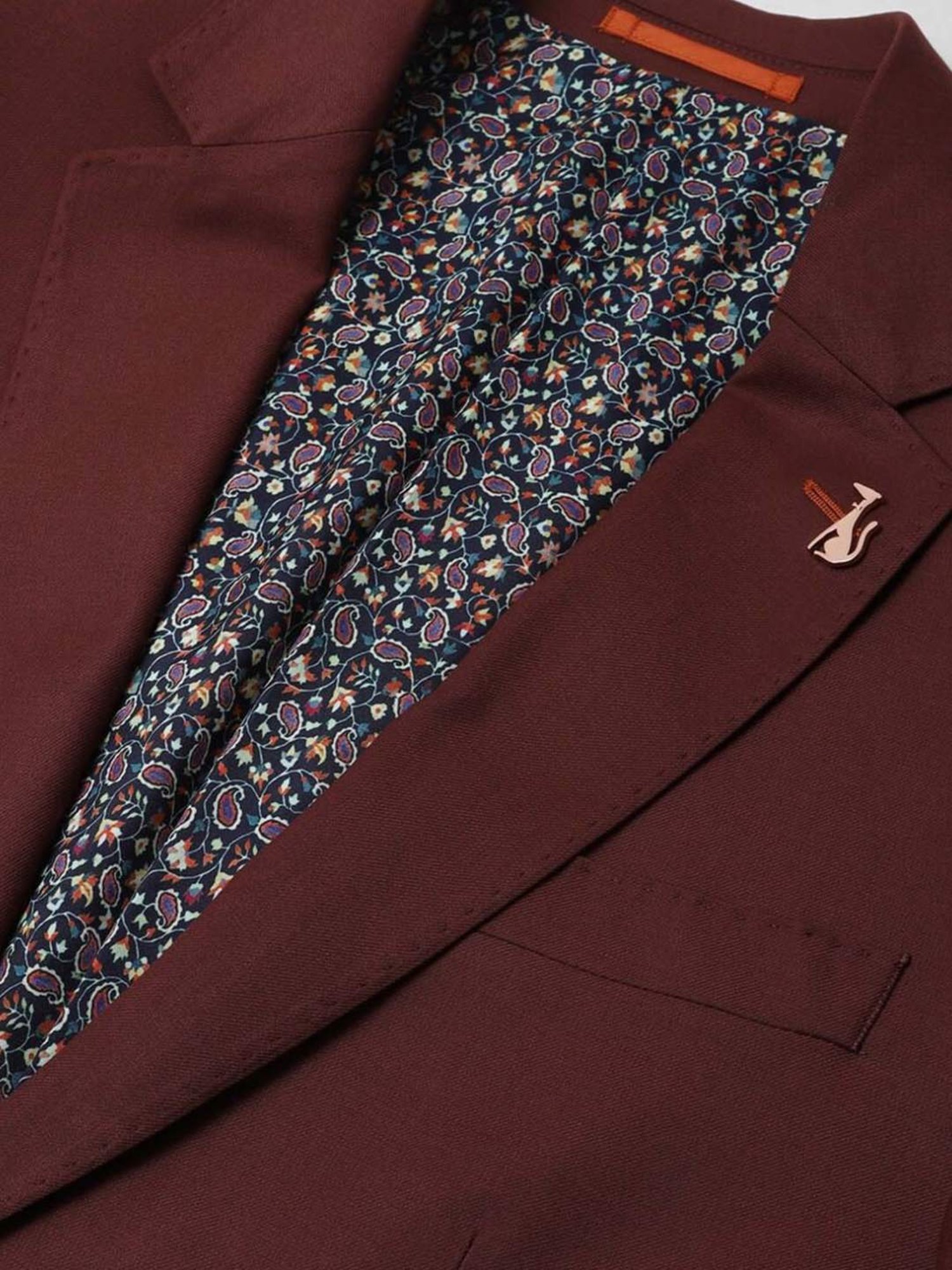 Simon Carter London Maroon Regular Fit Blazer