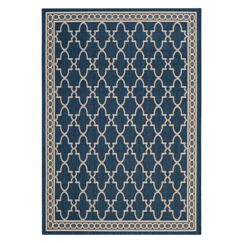 6'7" x 9'6" Gibson Outdoor Rug Navy/Beige - Safavieh