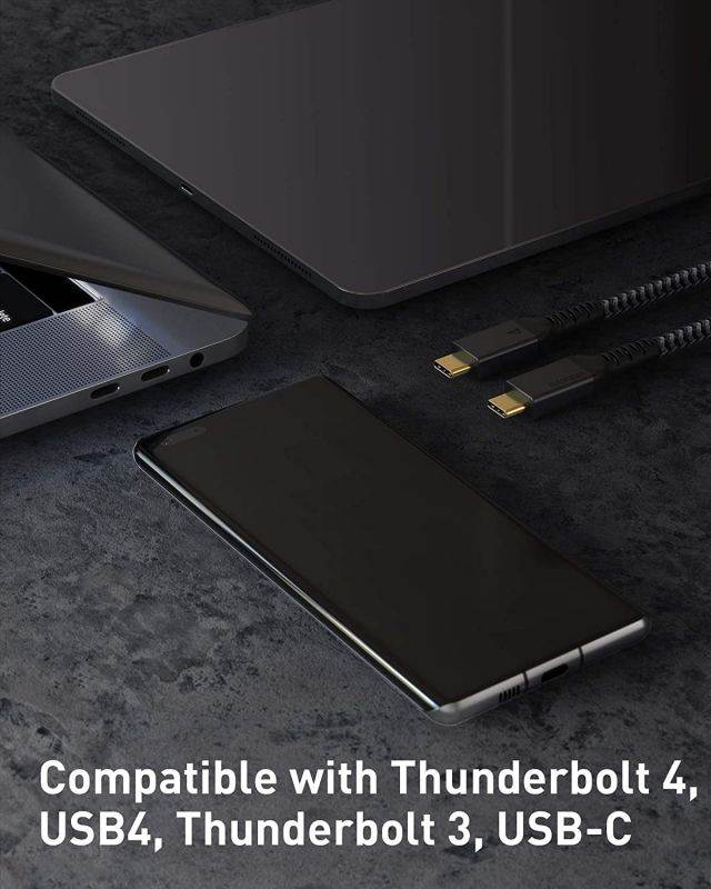 Thunderbolt 4 Cable 6.6Ft Maxonar Thunderbolt 4 Cable 40Gbps with 100W Charging and 8K@30Hz 5K@60Hz or Dual 4K Video Compatible with Thunderbolt 4 USB4 Thunderbolt 3 USB-C 2020 M1 Mac Books