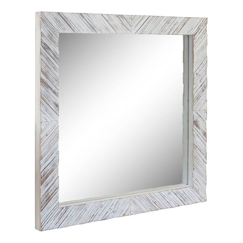 Wood Chevron Decorative Wall Mirror White - Stonebriar Collection