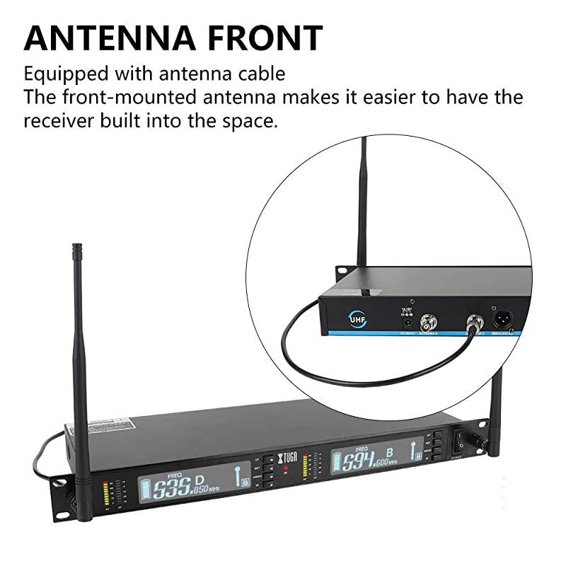 UT-120 True Diversity Long Range 2x100-Channel Professional UHF Wireless Microphone System with 2 Handheld Mics,All Metal,Selectable Frequency,Up to 390Ft,for Party,Karaoke,Stage