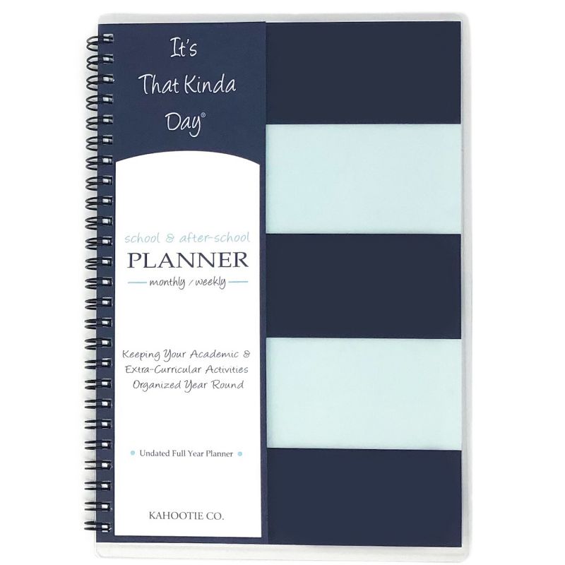 Undated Academic Planner 8.5"x5.5" Teal Stripes- Kahootie Co