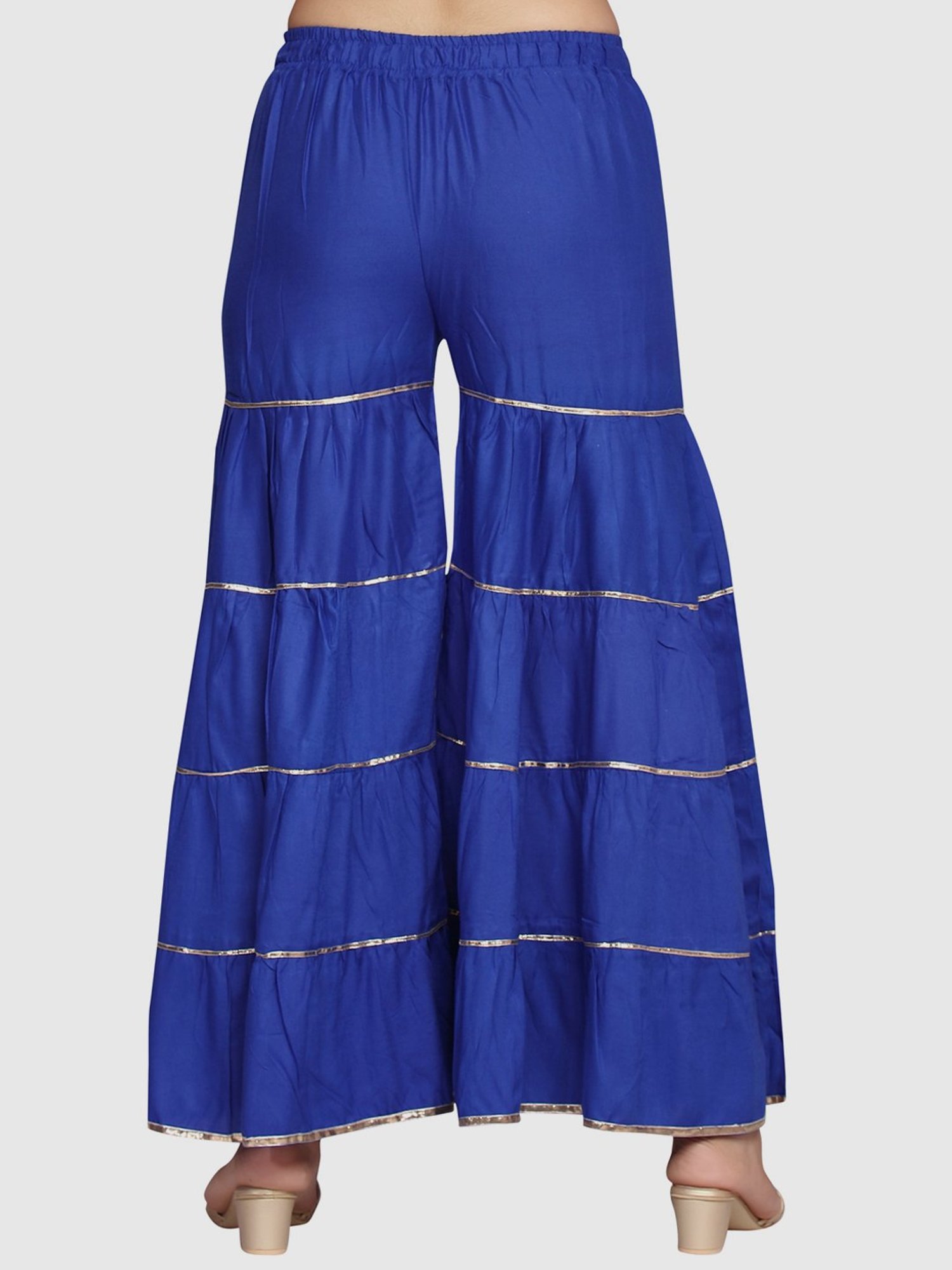 Aarika Blue Cotton Striped Sharara