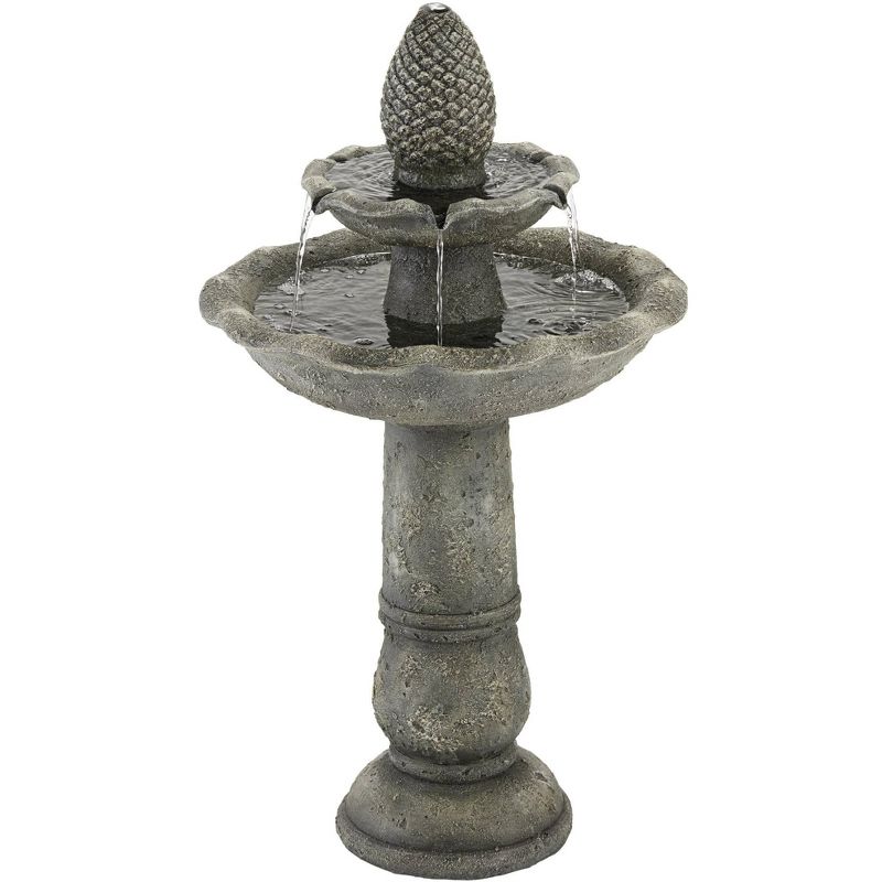 John Timberland Italian Outdoor Floor Water Fountain 35" High 2 Tiered Pineapple Bird Bath for Yard Garden Patio Deck Home
