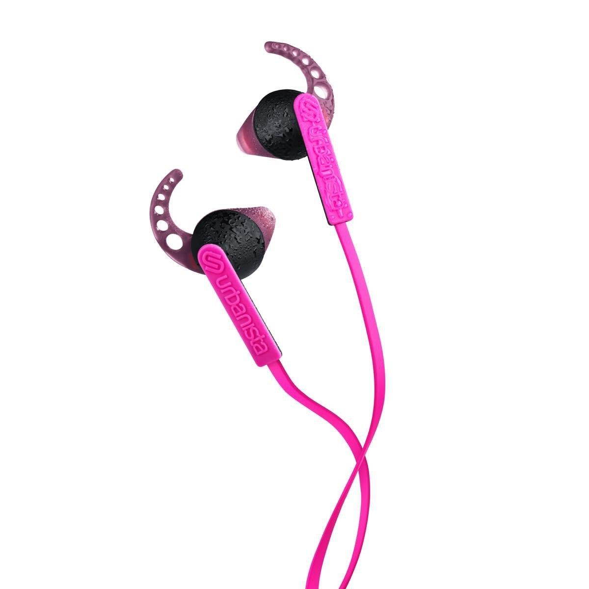 Urbanista Rio Sport Earphones with GoFit, Remote and Mic, Pink Panther/Pink