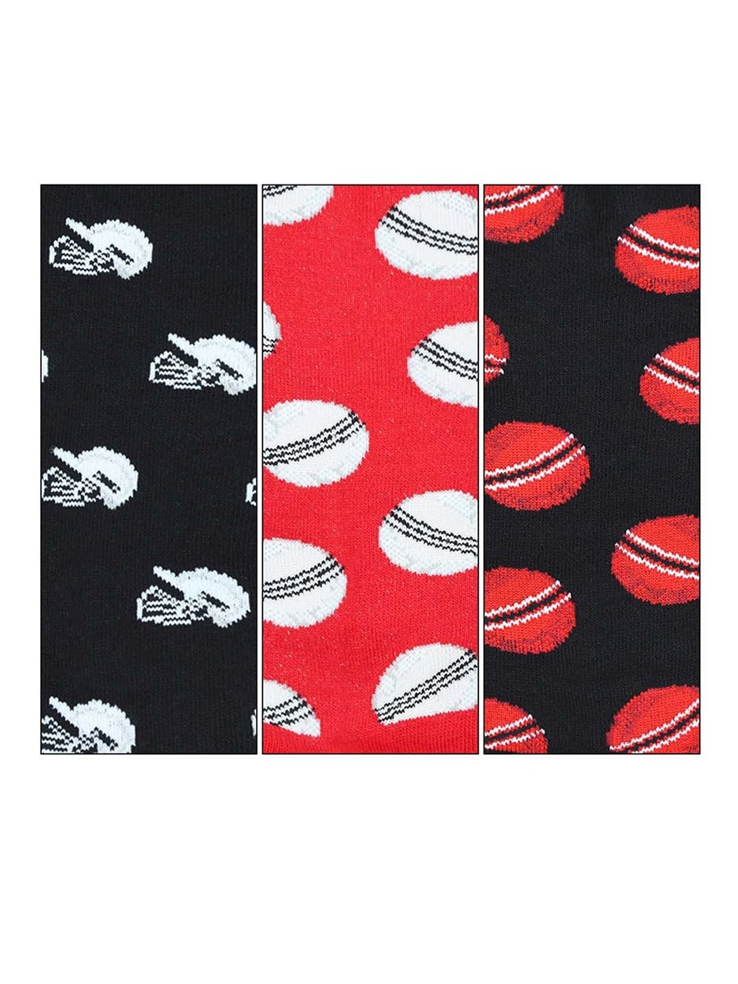 BALENZIA Black & Red Printed Socks - Pack of 3