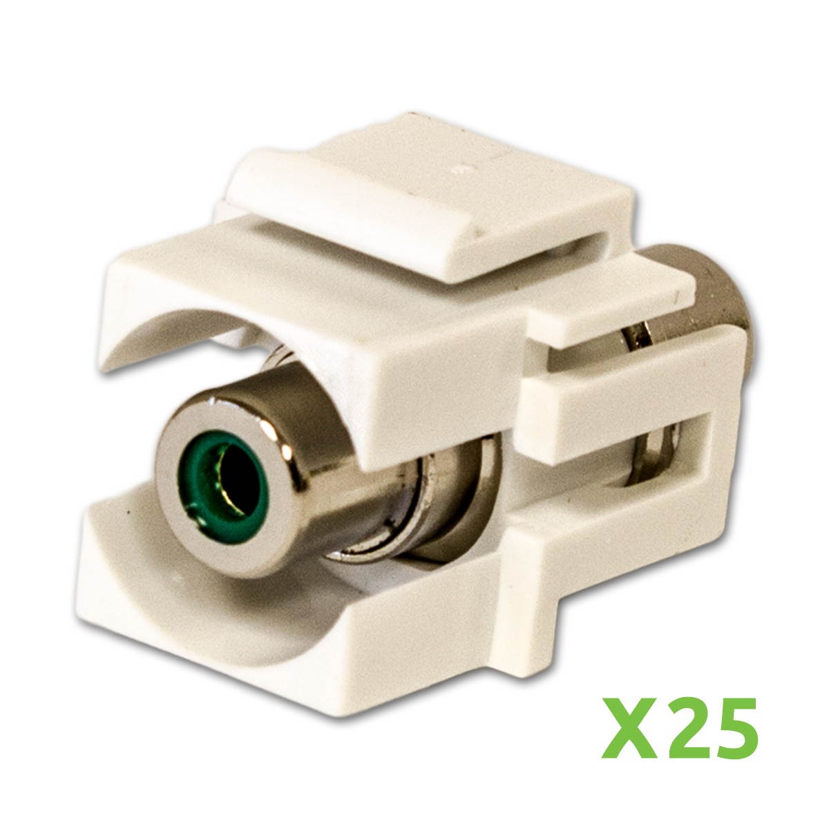 NavePoint RCA Female to Female Keystone Adapter Flush Green 25-pack