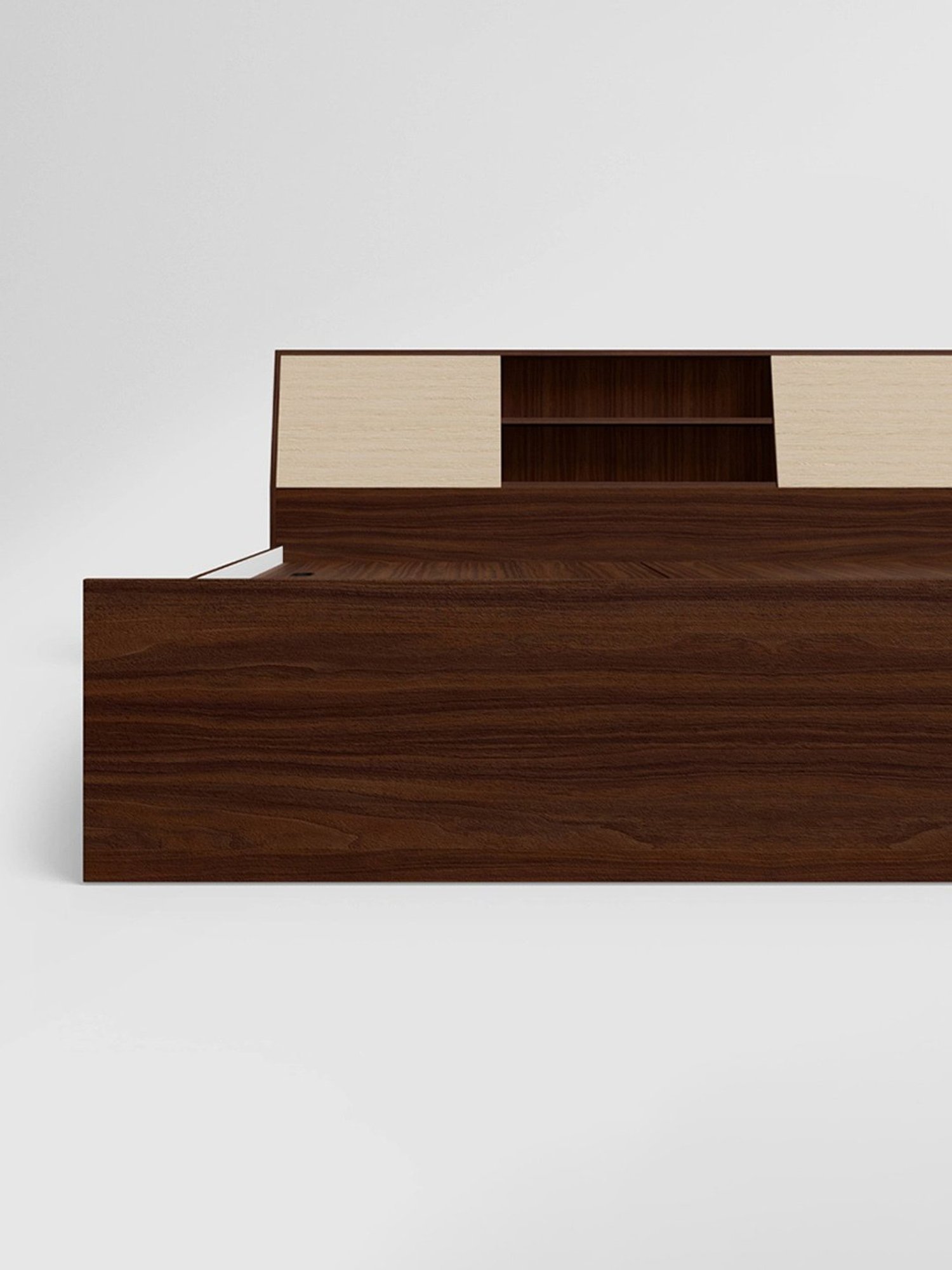 Godrej Interio Dawn Walnut Engineered Wood Queen Bed