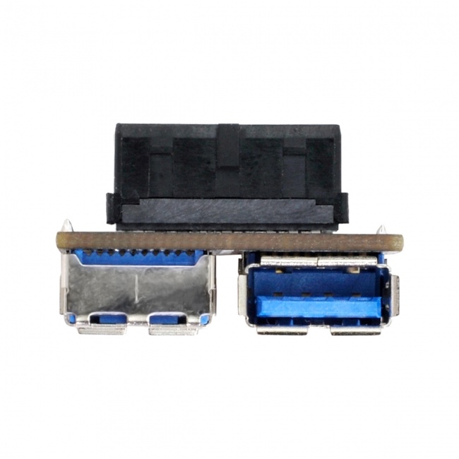 CY Dual USB 3.0 A Type Female to Motherboard 20/19 Pin Box Header Slot Adapter PCBA Flat Type