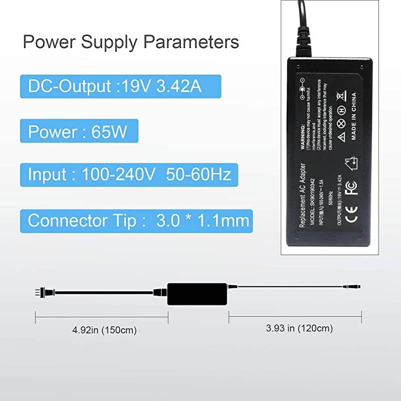 Laptop AC Adapter Charger Replacement for Acer Chromebook CB3 CB5 11 13 14 15 R11 R13 A13045N2A N15Q9 C731 C738T CB3532 CB3431 CB3131 PA145026 Power Supply Cord 45W