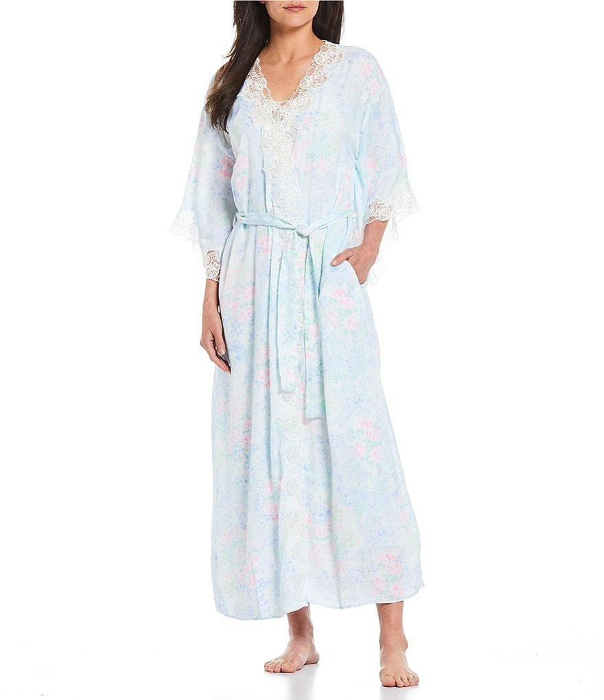 Lauren Ralph Lauren Paisley Print Satin Short Wrap Robe