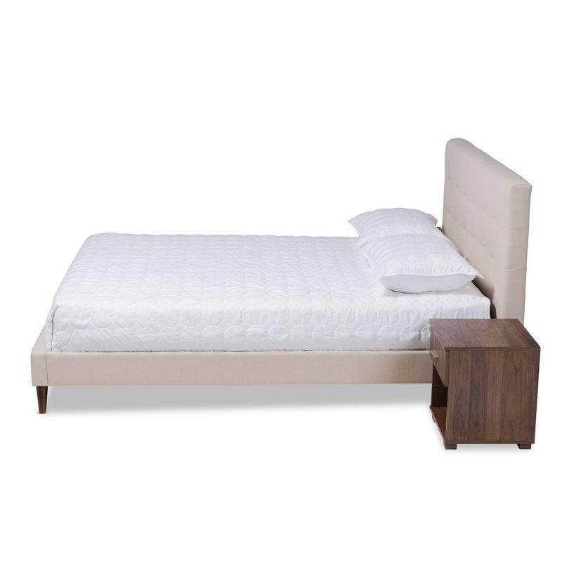 Full Maren Walnut Platform Bed Beige - Baxton Studio