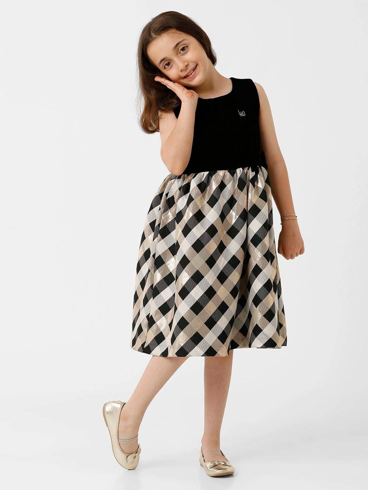 Kate & Oscar Kids Black & White Chequered Dress