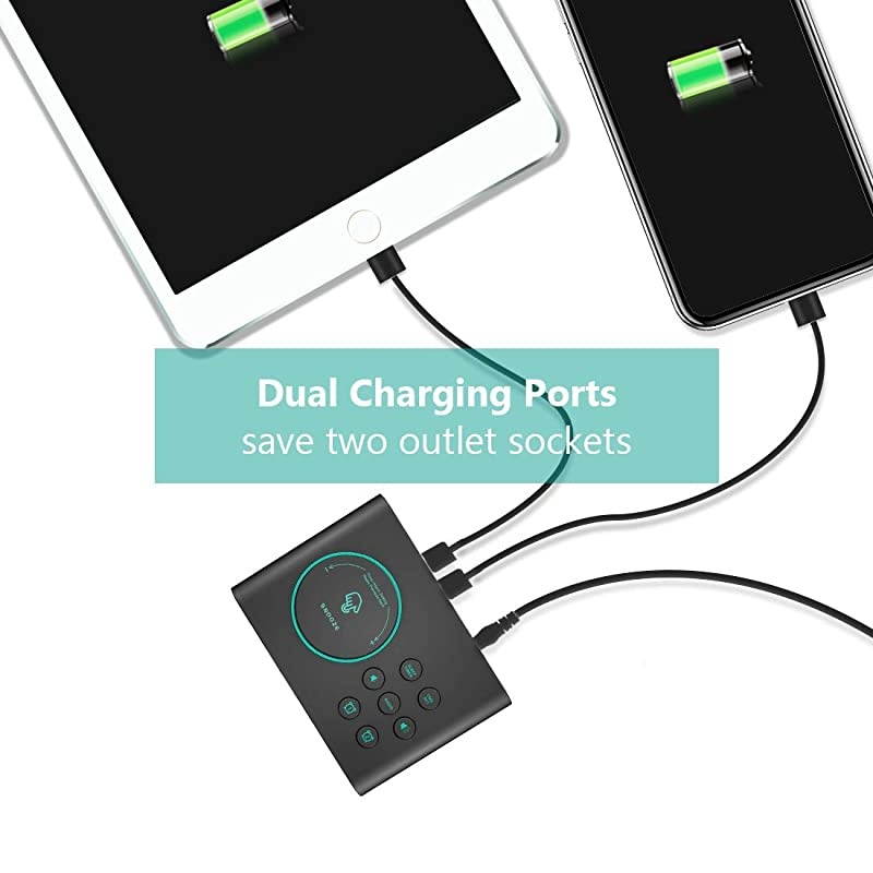 Digital Alarm Clock Radio with Manual Tuning, All Functions Battery Backup, 0-100% Dimmer, 2 USB Charging Ports, Temperature, Dual Alarm with Snooze and 6 Wake Up Natural Sounds for Bedrooms