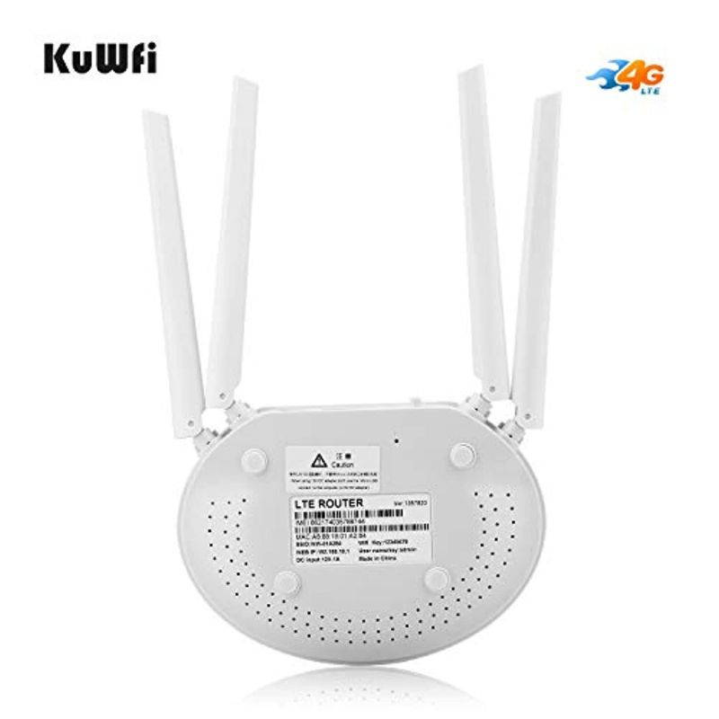 KuWFi LTE Router 300Mbps Unlocked 4G Wireless WiFi Internet Router with SIM Card Slot 4pcs Non-Detachable Antennas Mobile WiFi Hotspot Support B1/B3/B5/B7/B8/B20 [NOT for USA] (CPE812-EU)