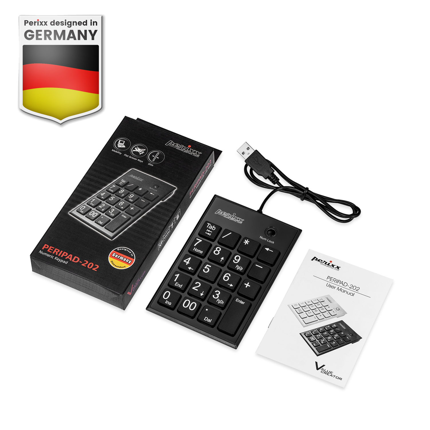 Perixx PERIPAD-303 Wired USB Backlit Mechanical Numeric Keypad, Kailh Brown Switch Illuminated Number Keypad with Office Shortcut Keys, Full Size 22 Keys