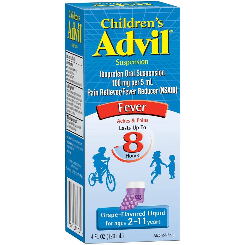 Children's Advil Liquid Fever Reducer/Pain Reliever (NSAID) - 100 mg Ibuprofen - Grape Flavor - 4 fl oz