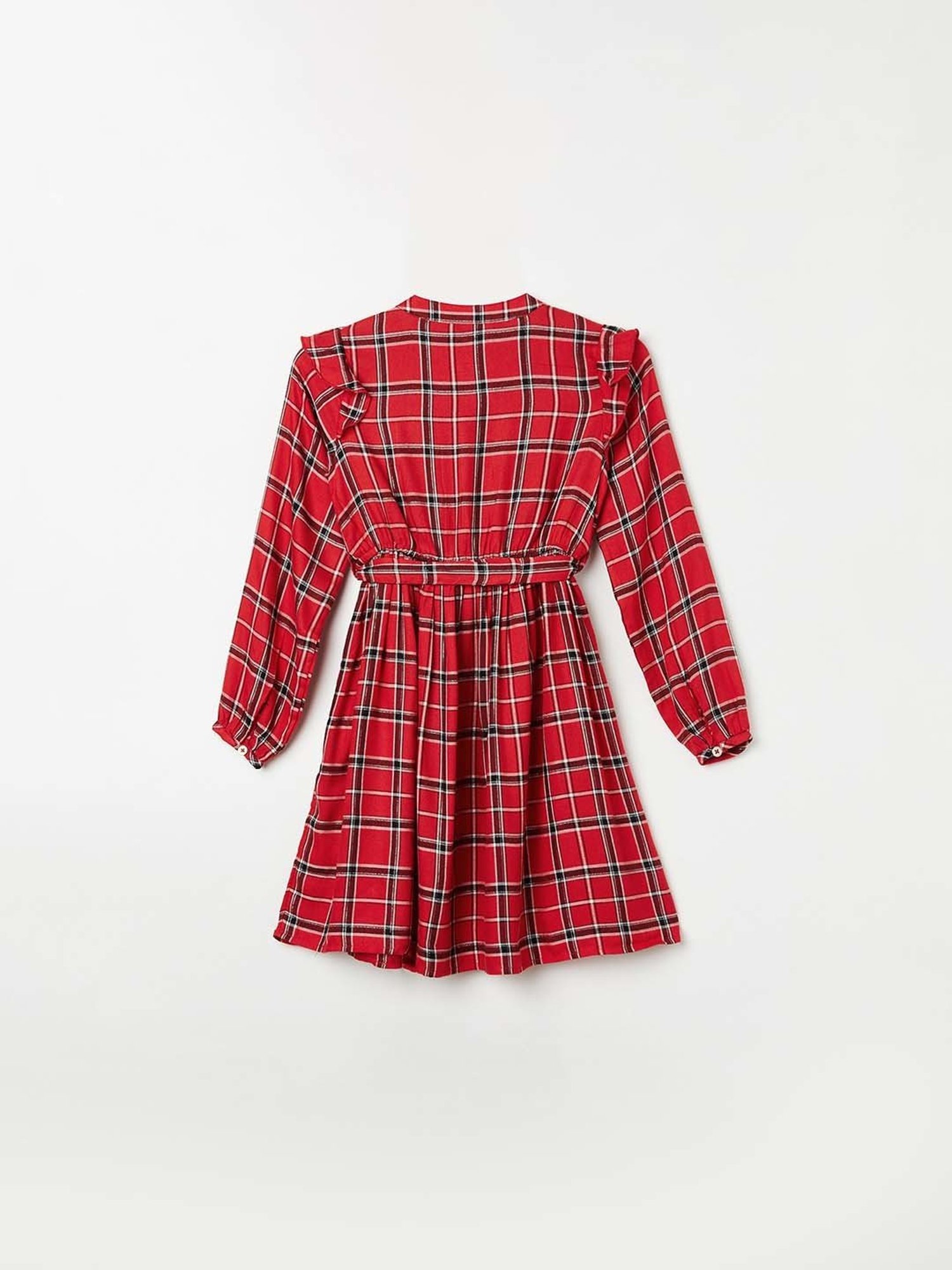 Fame Forever by Lifestyle Kids Red Chequered Full Sleeves Dress