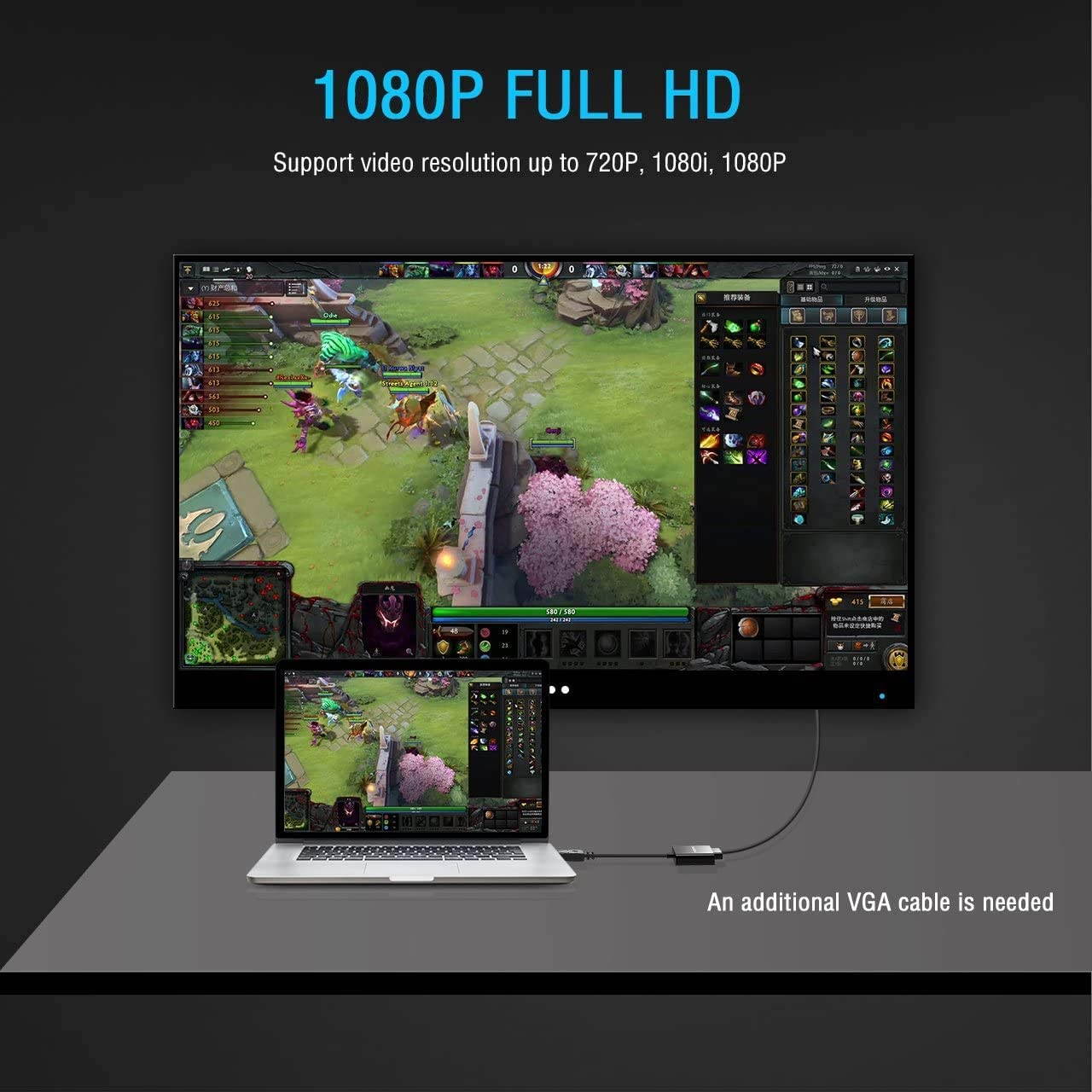 DisplayPort DP to VGA Adapter, Gold-Plated Converter for PC Laptop, DP to VGA Adapter Cable, Male to female, Compatible for PC, Monitor, Projector, TV.