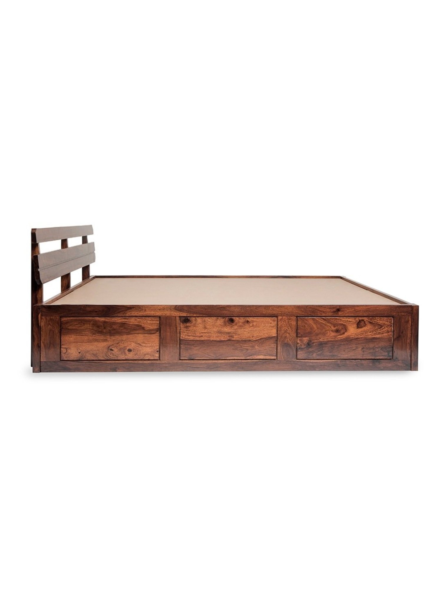 Duroflex Admire Brown Sheesham Wood With Storage Queen Bed in Honey Finish