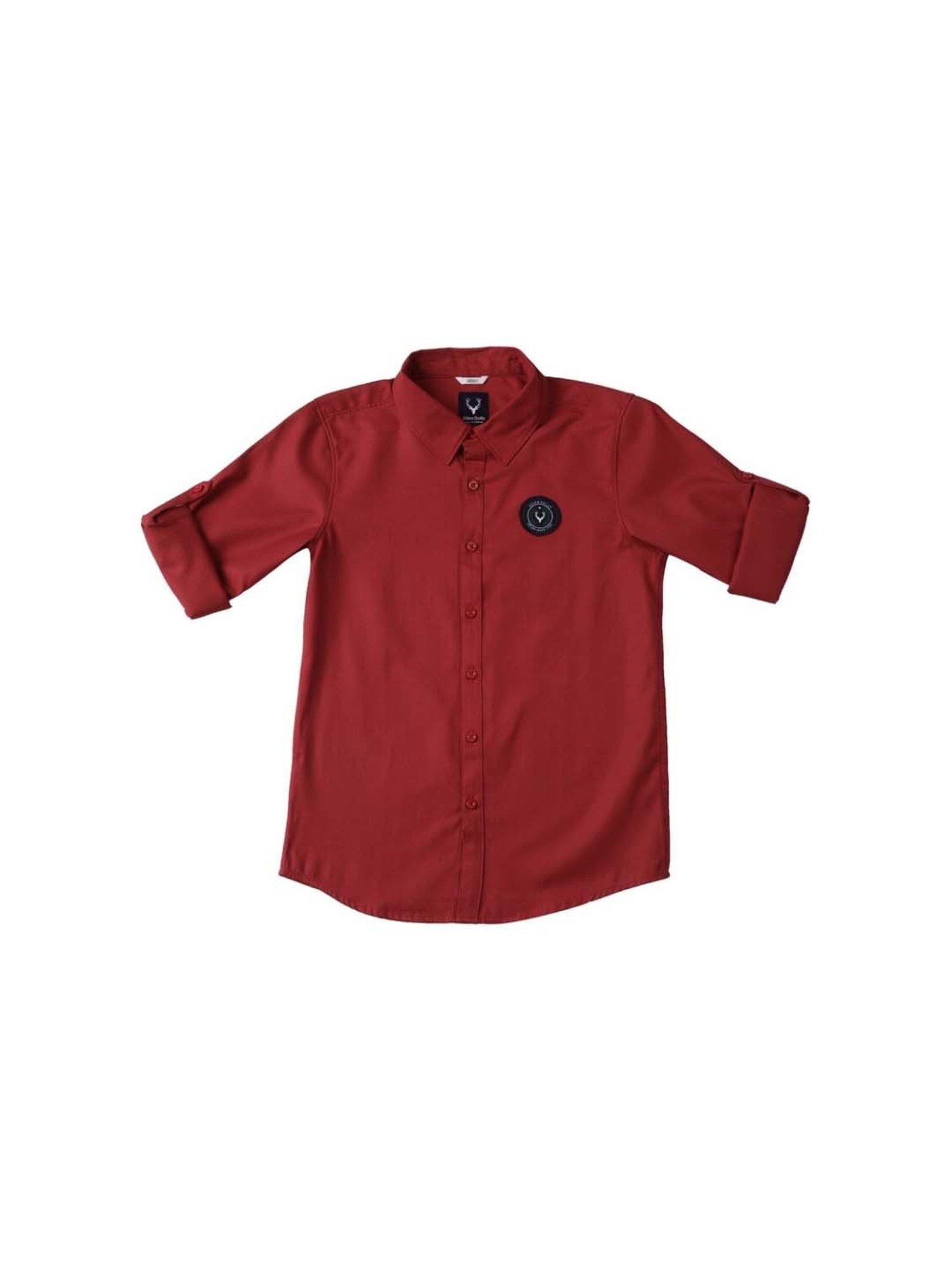 Allen Solly Junior Maroon Logo Full Sleeves Shirt