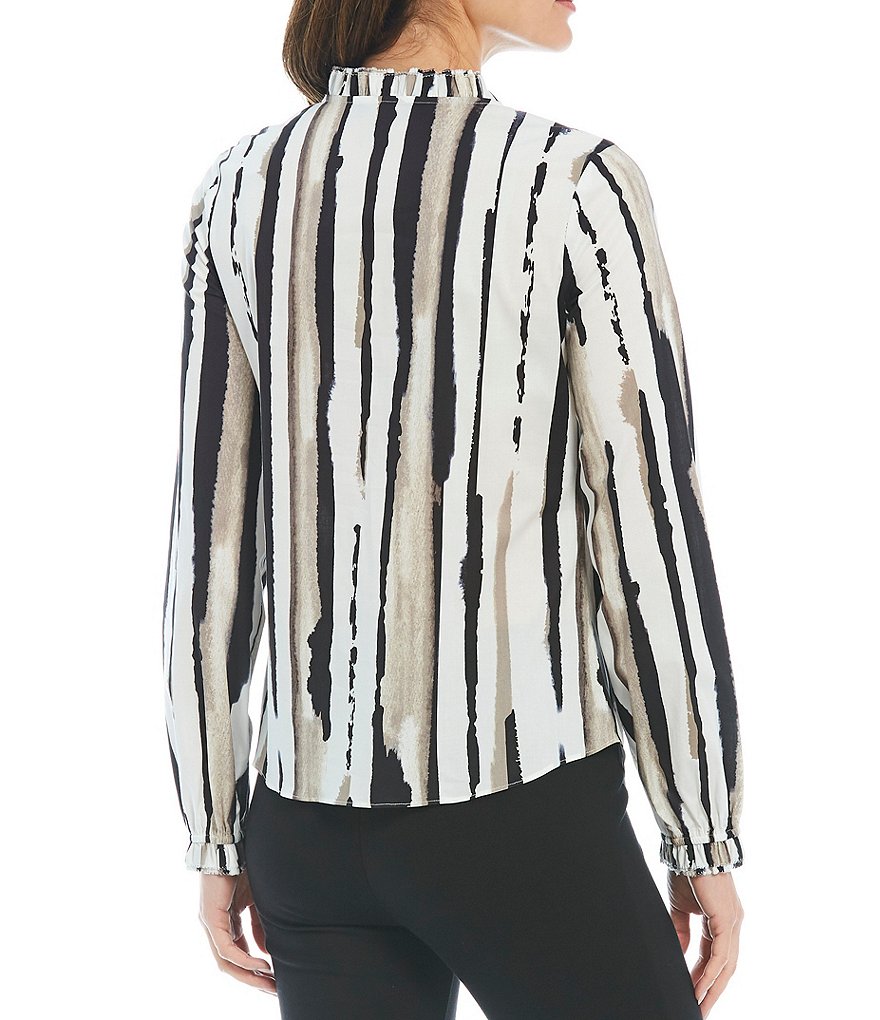 Preston & York Caroline Bow Woven V-Neck 3/4 Sleeve Blouse